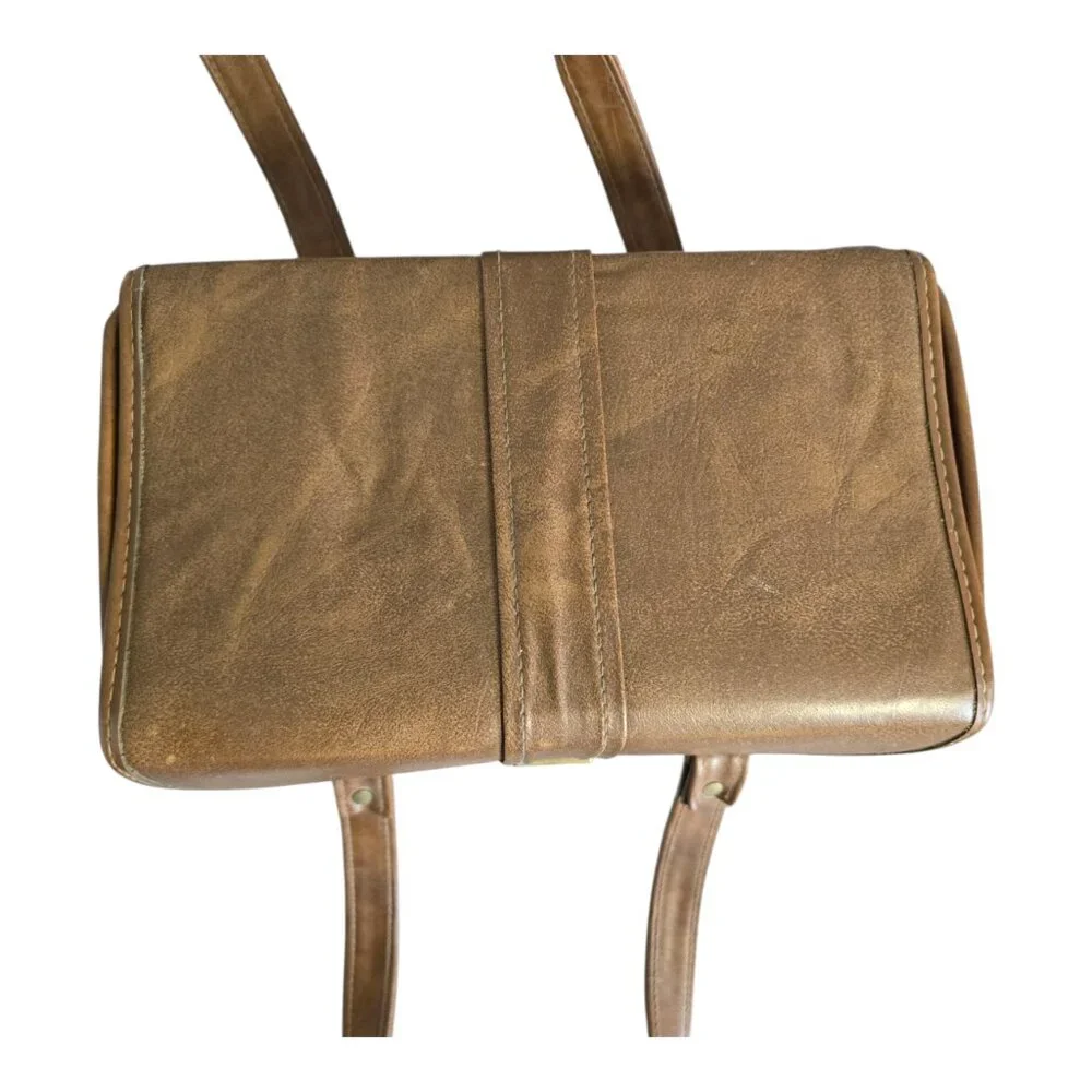 Vintage Brown Faux Leather (Vinyl) Camera Bag Double Handles 11